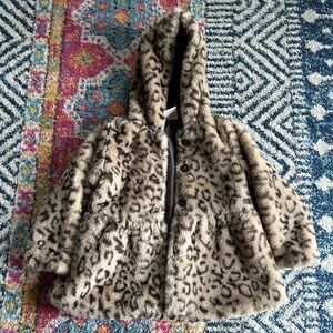 Leopard Print Kids Faux Fur Coat
